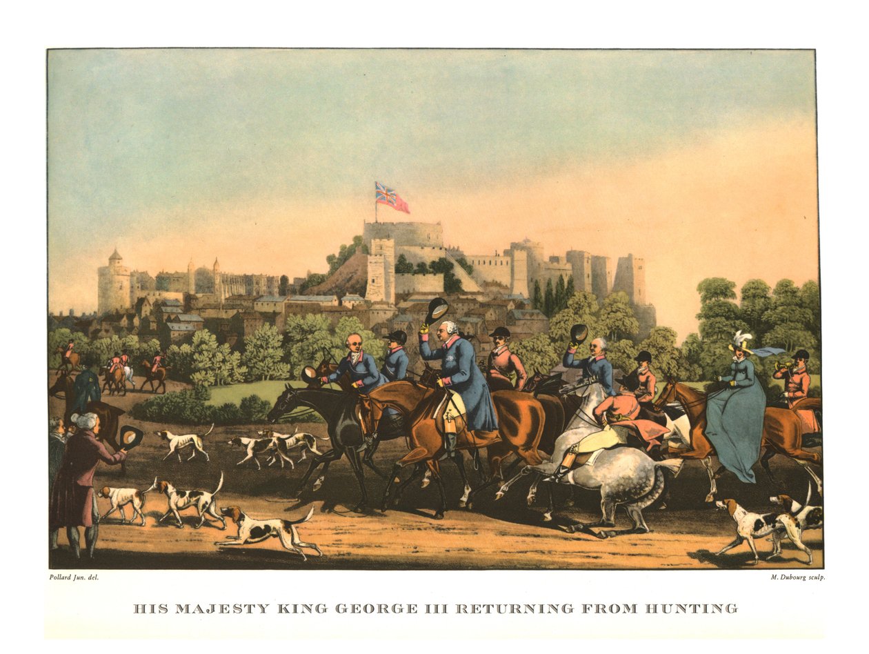 Hans Majestet Kong George III vender tilbake fra jakt, tidlig på midten av 1800-tallet, ca 1955. av Matthew Dubourg