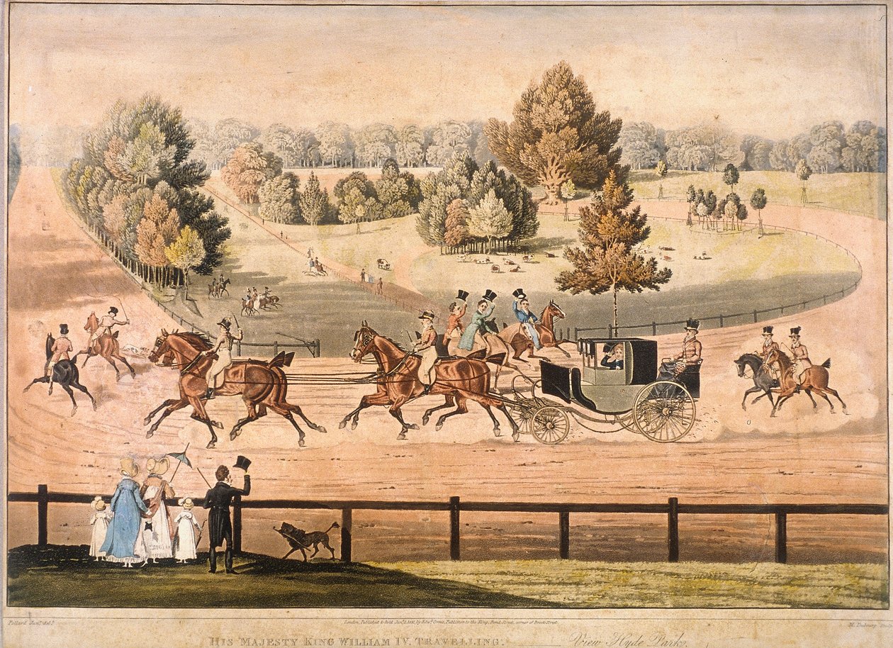 Kong George IV rir gjennom Hyde Park, London, 1831 av Matthew Dubourg