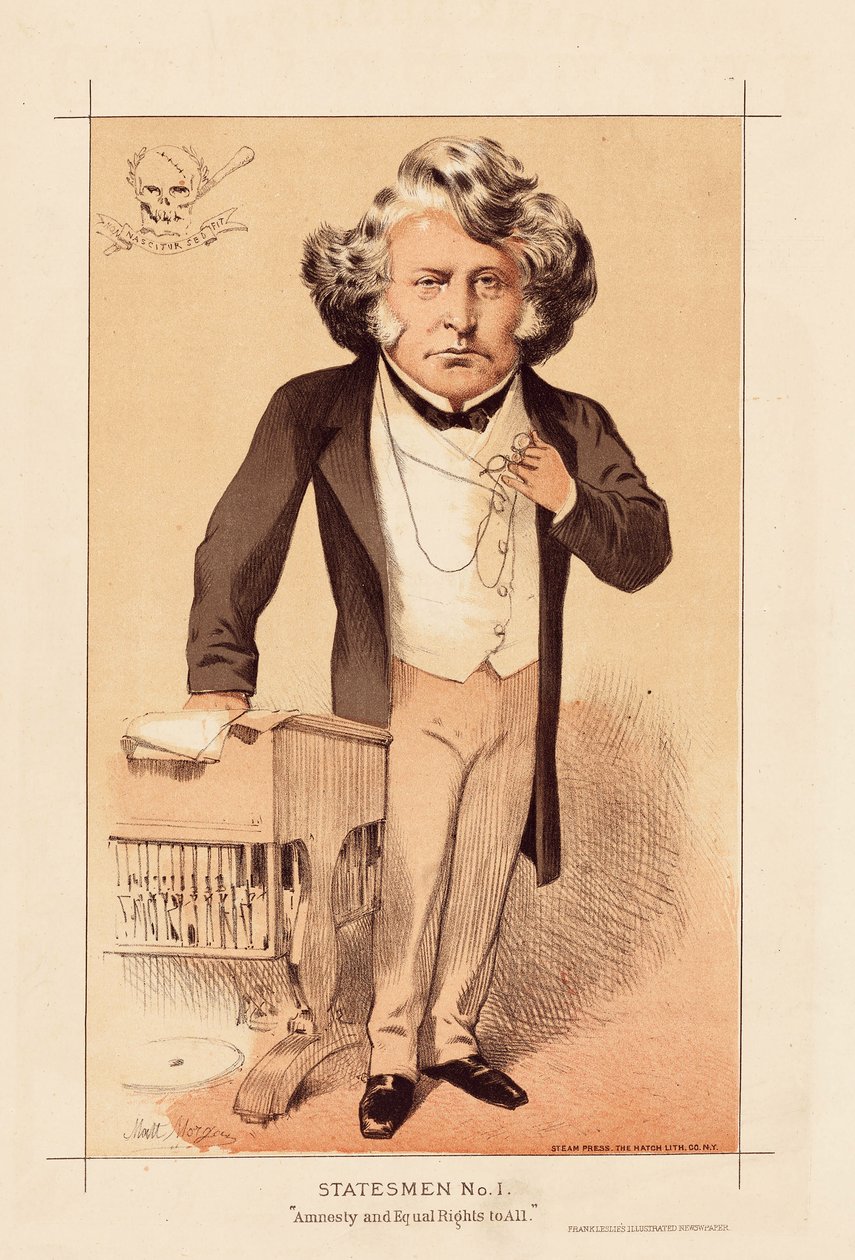 Statsmann nr. 1, Amnesty og like rettigheter til alle, pub. 1871 (farge litho) av Matthew