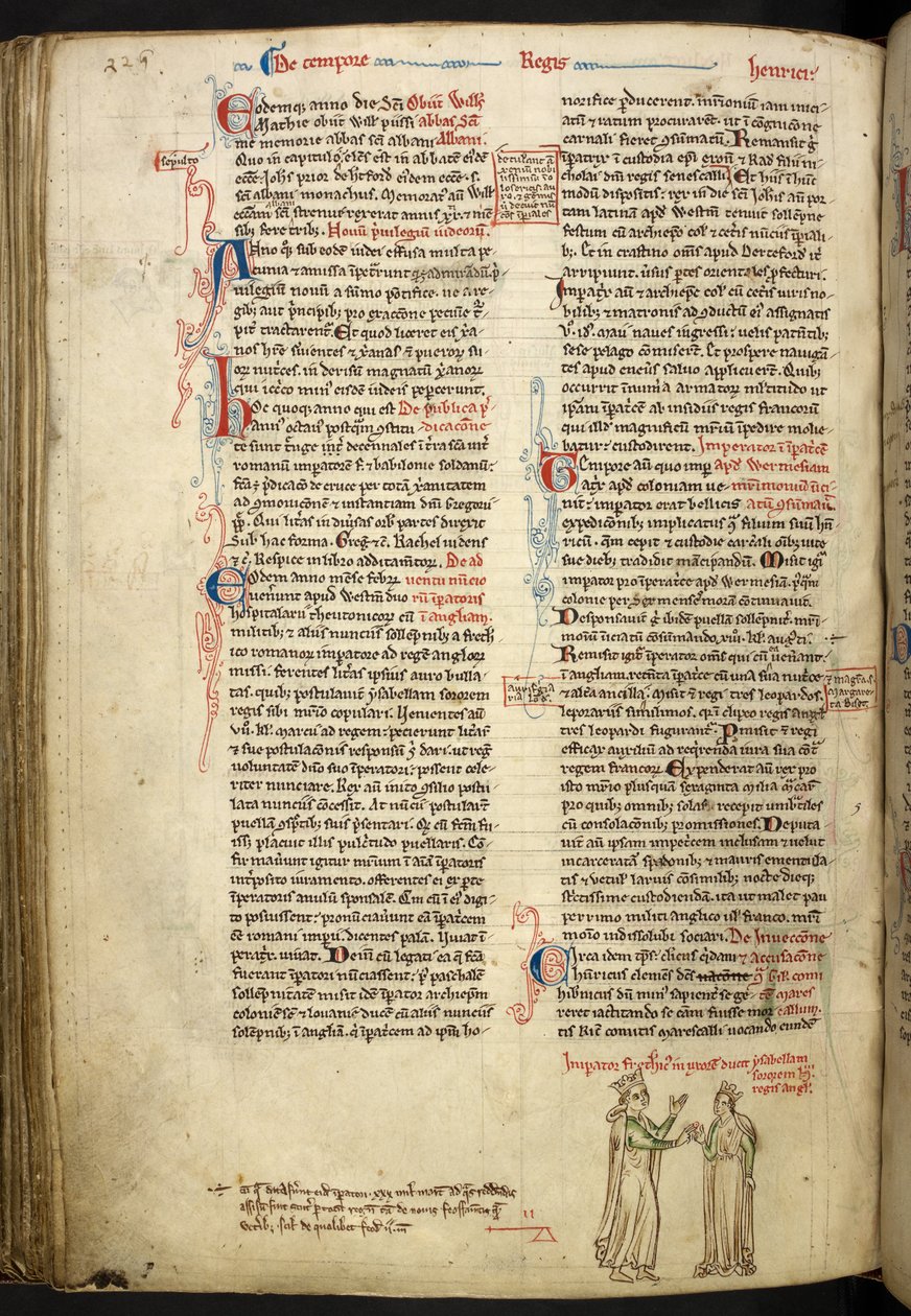 Ekteskap av Frederick II og Isabella av England, Royal 14 C VII, f.123v av Matthew Paris