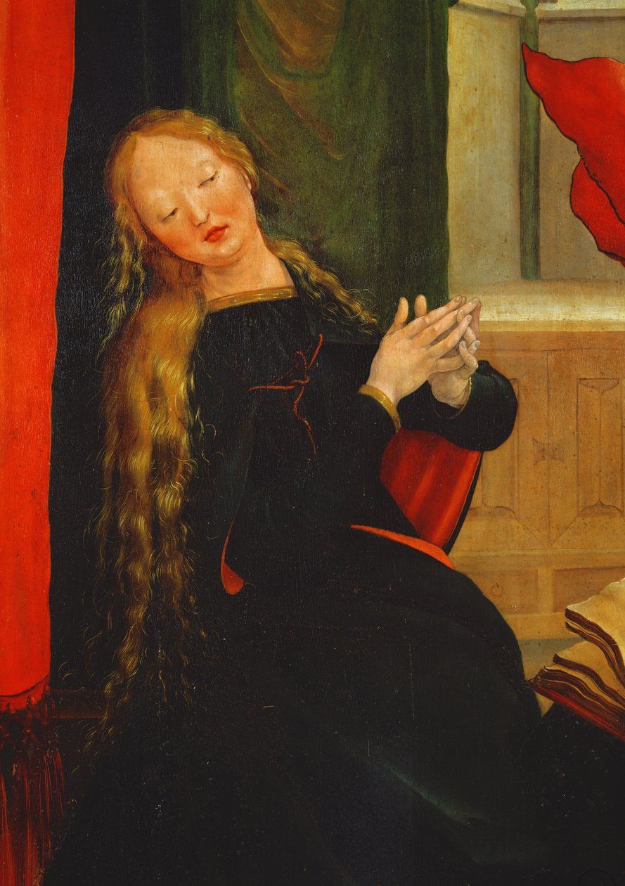 Detalj av Jomfru Marias kunngjøring fra Isenheim-altertavlen. yttervinge, c.1512-16, olje på panel av Matthias Grünewald