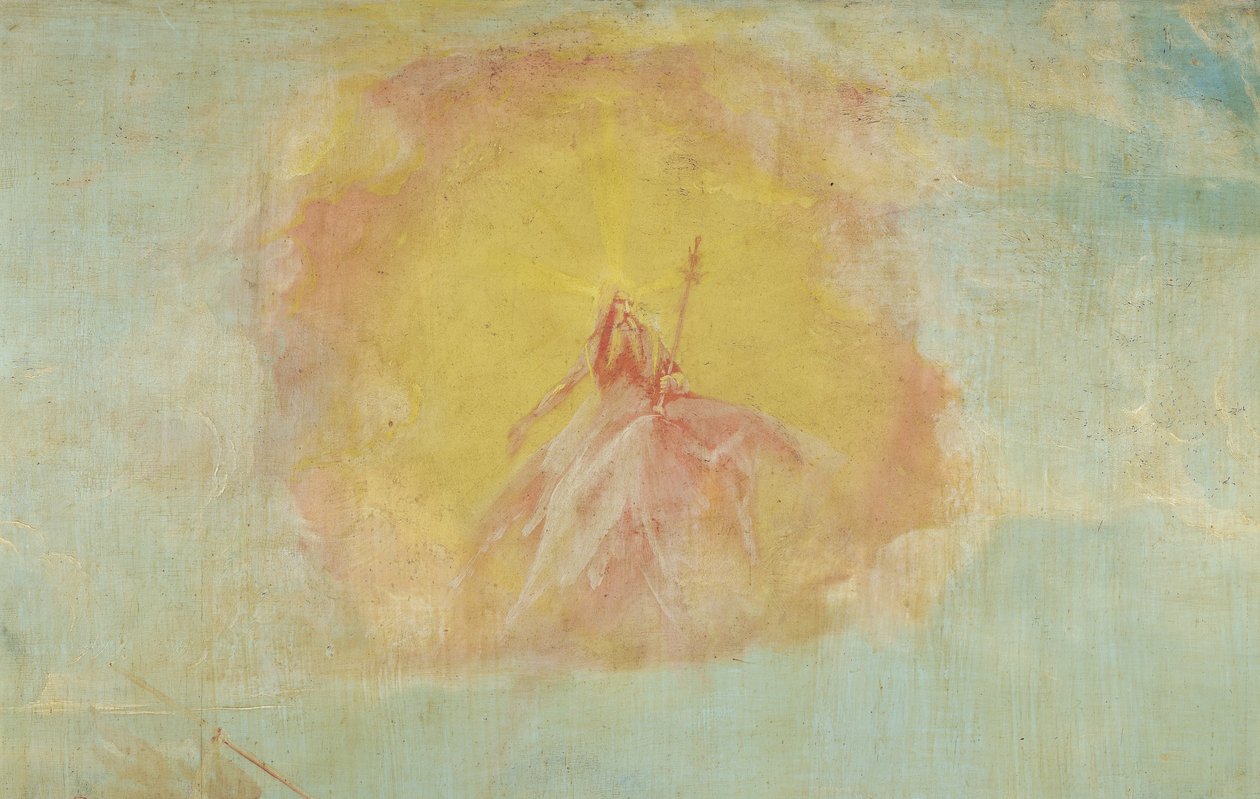 Gud Faderen, detalj fra Fristelsen til St. Antonius fra Isenheim-altertavlen, ca. 1512-16 av Matthias Grünewald