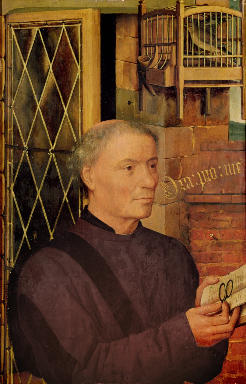 Portrett av en beskytter (olje på tre) av Matthias Grünewald