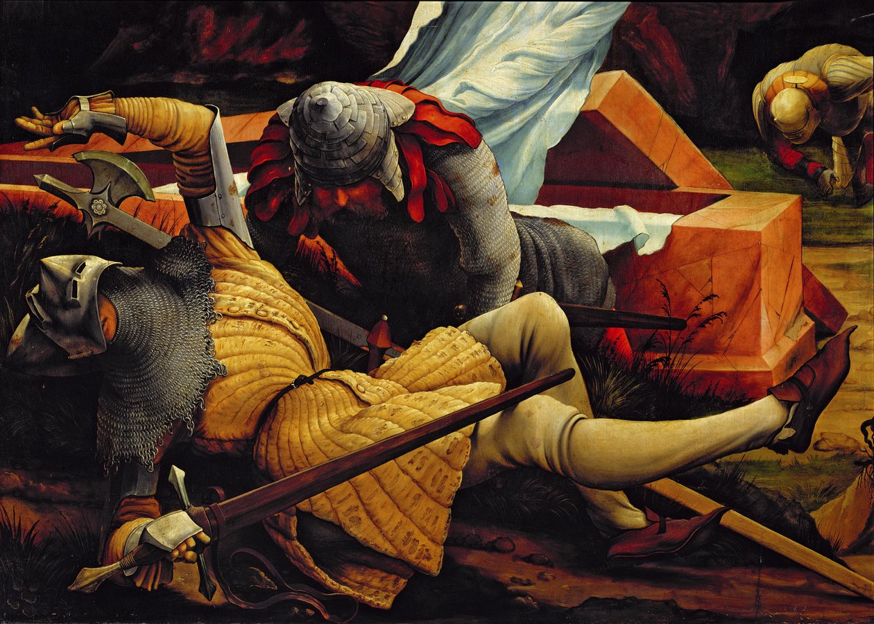 Soldater som vokter Kristi grav ved oppstandelsen, detalj fra Isenheim-altertavlen, ca. 1512-16 av Matthias Grünewald