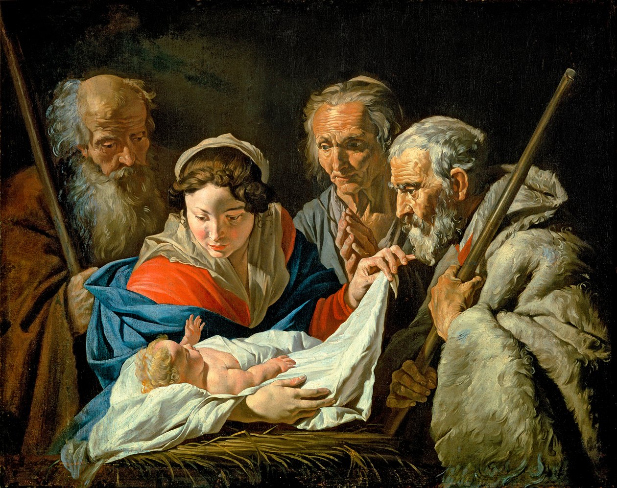 Tilbedelse av Jesusbarnet av Matthias Stomer