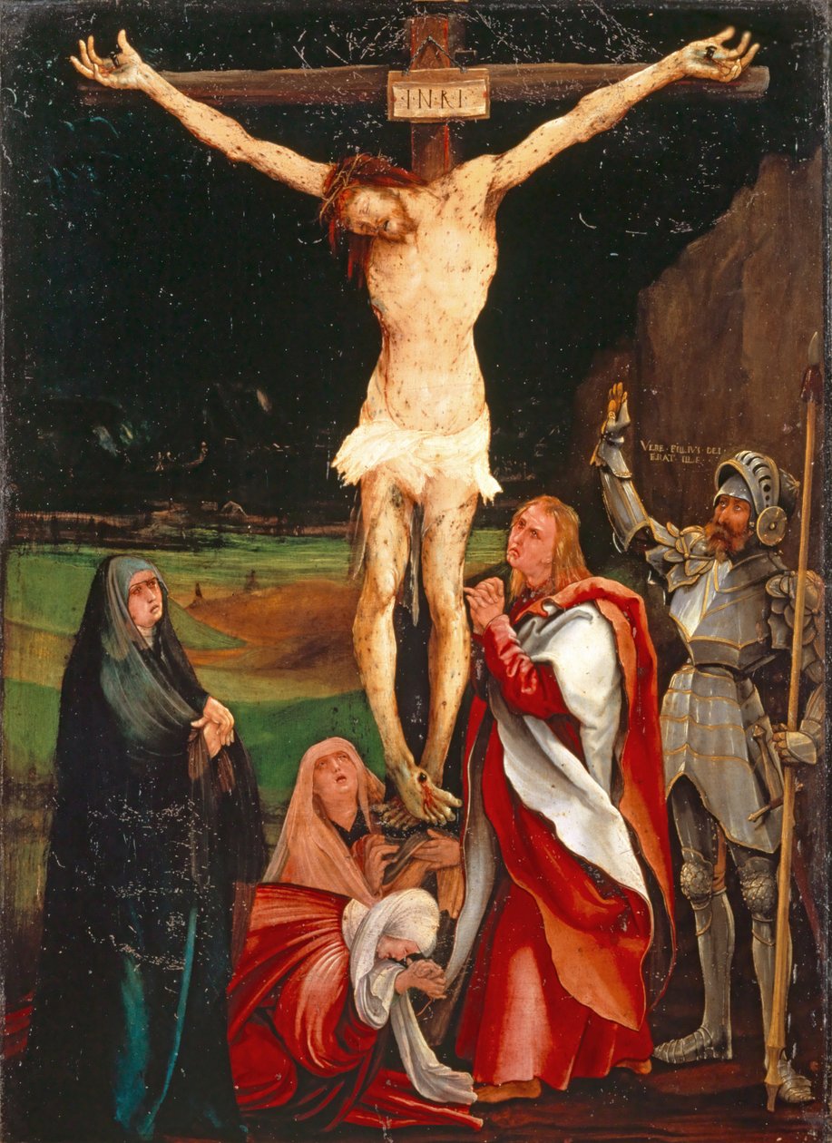 Korsfestelse, ca. 1515 (blandet teknikk på kalkved) av Matthias Grünewald