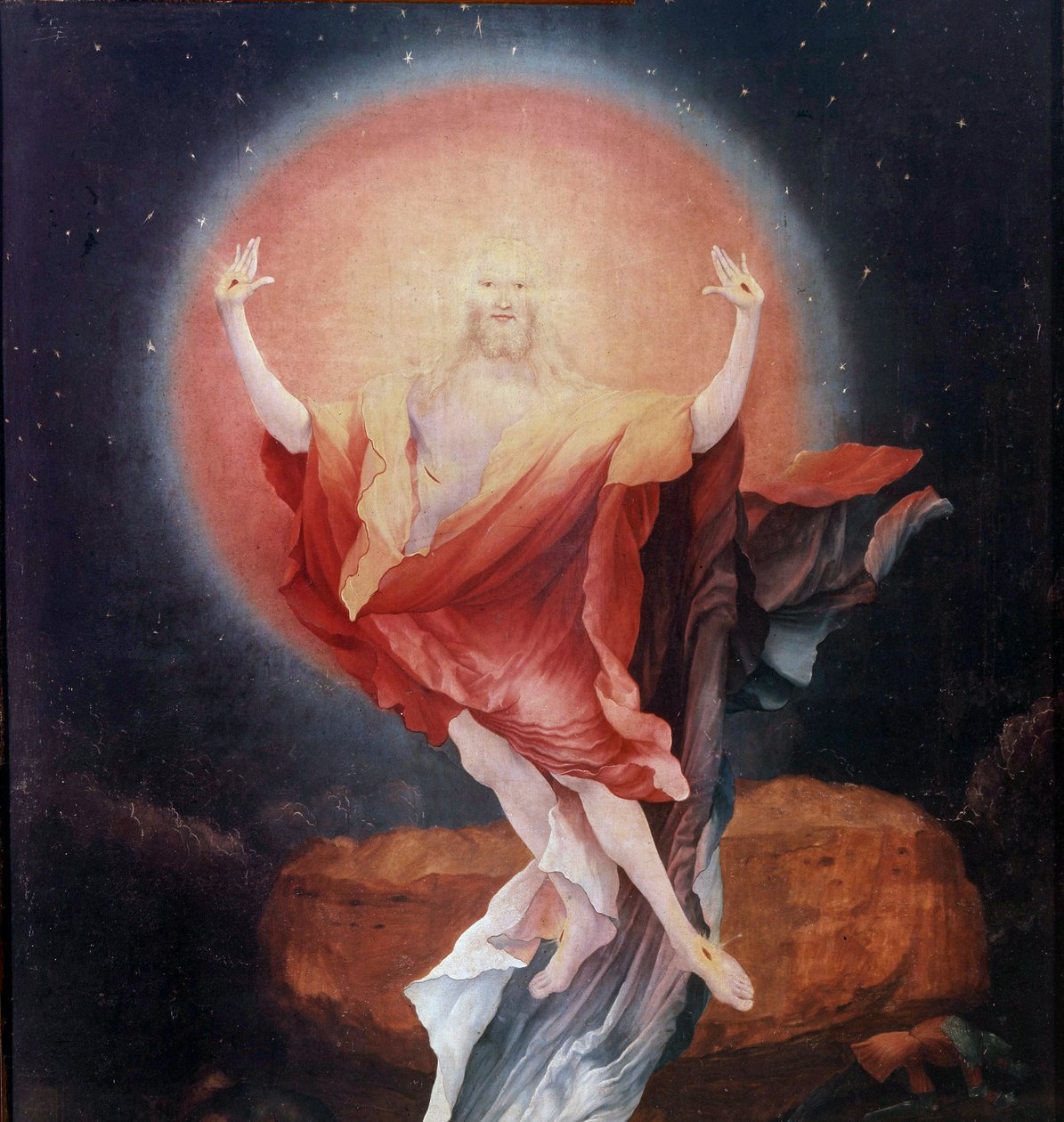 Altertavle av Issenheim (eller Isenheim): Detalj av "" The Resurrection"" paneler av Mathis Neithardt Gothardt dit Matthias Grunewald (1480-1528) (ec.all.) 1512-1516 Colmar, Musee Unterlinden av Matthias (c.1480 1528) Grunewald