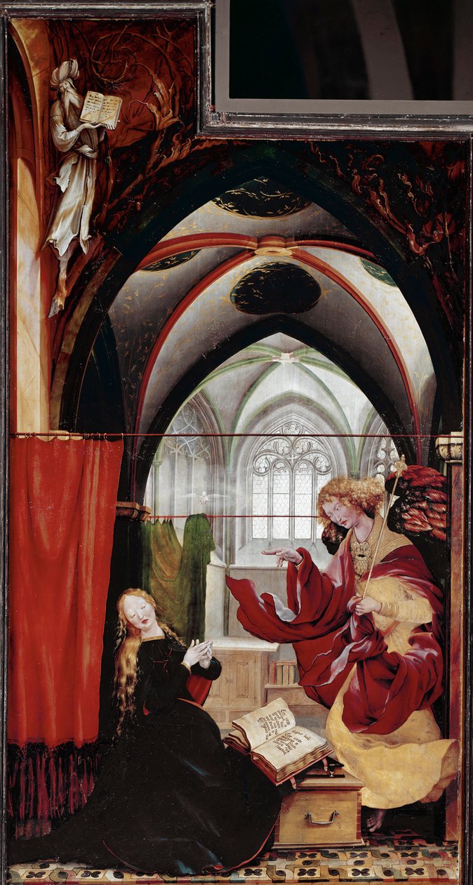 Bebudelsen, altertavle av Issenheim (olje på panel av Matthias (c.1480 1528) Grunewald