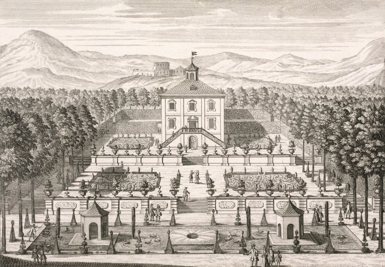 Hus og hage, 1715 av Matthias Diesel