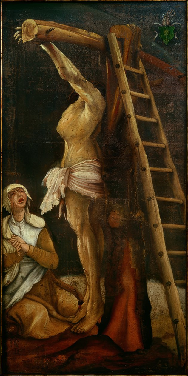 Kristus på korset med sørgende Maria Magdalena av Matthias Grünewald
