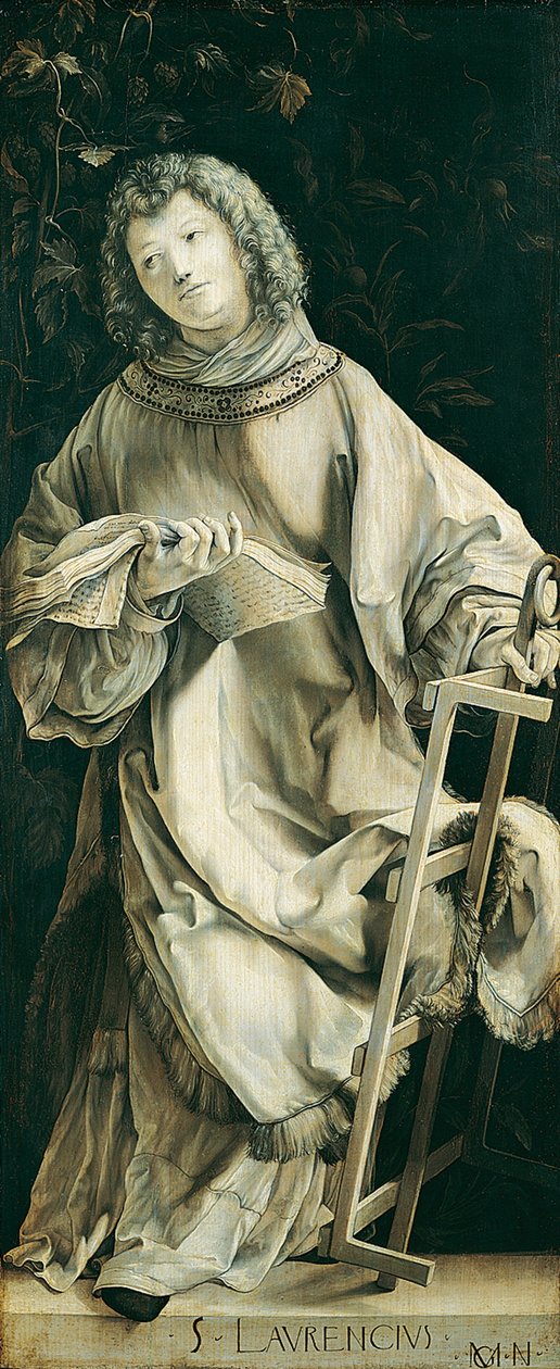 Panel av Heller-alteret som viser St. Laurence av Matthias Grünewald