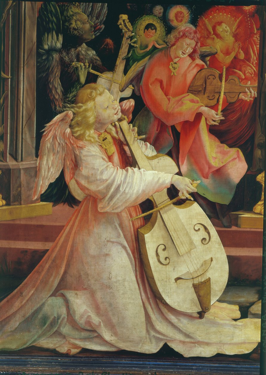 Englenes konsert, fra Isenheim-altertavlen, ca. 1512-16 olje på paneldetalj fra 17670 av Matthias Grünewald