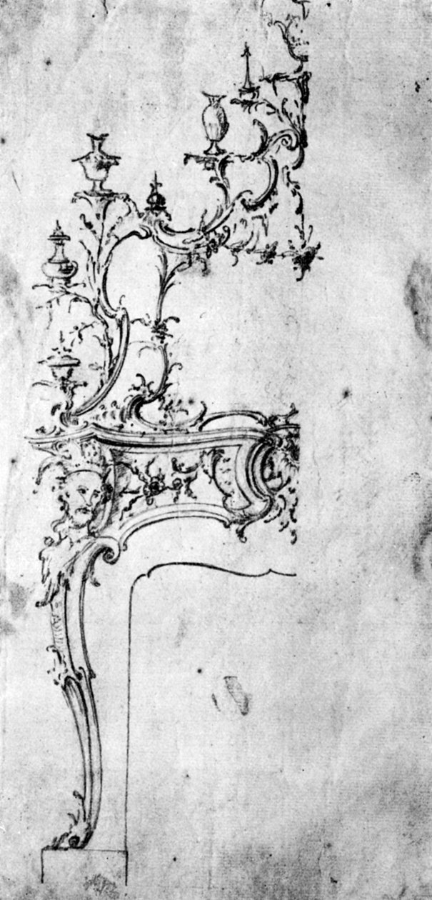 Design for et skorsteinsstykke, 1750-tallet, 1929 av Matthias Lock