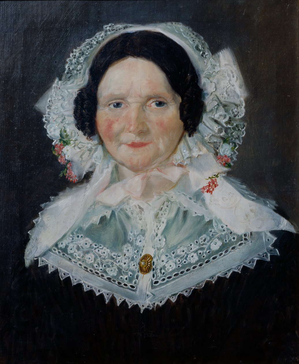 Portrett av en kvinne (olje på lerret) av Matthias Stoltenberg