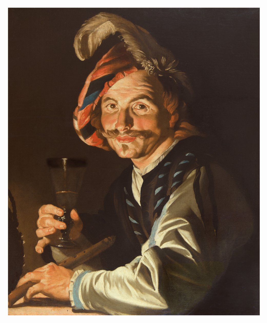 Fløytespiller med et glass vin, ca. 1615–50 (olje på lerret) av Matthias Stom
