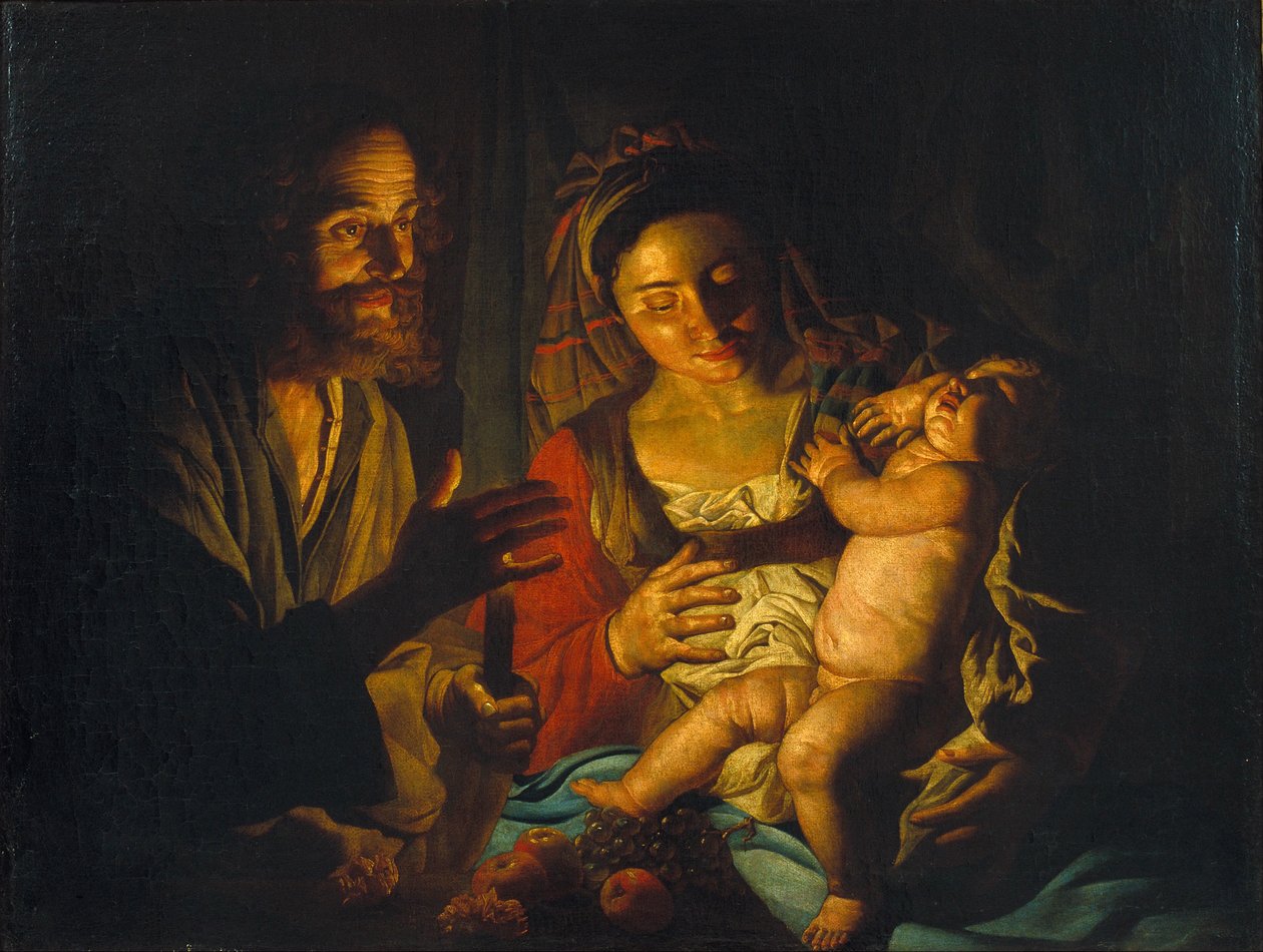 Den hellige familie av Matthias Stomer