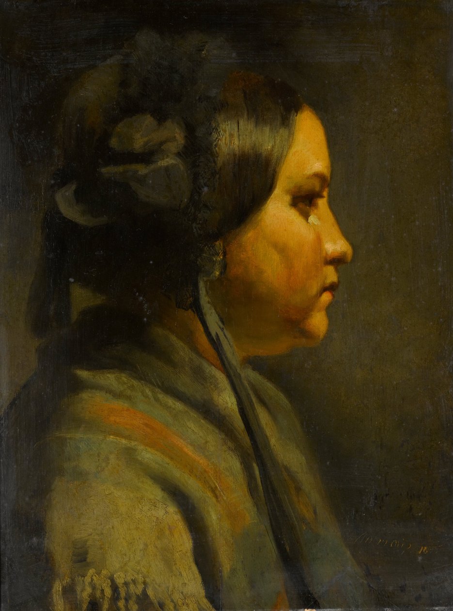 Studie av hodet til en ung kvinne i profil av Matthijs Maris
