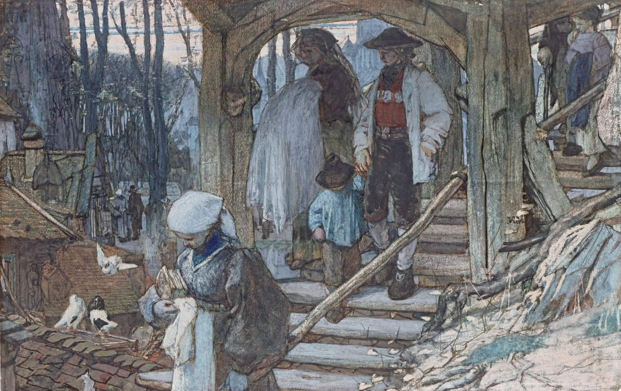 Dåpsporten i Lausanne, ca. 1861 (toalett og gouache) av Matthijs Maris