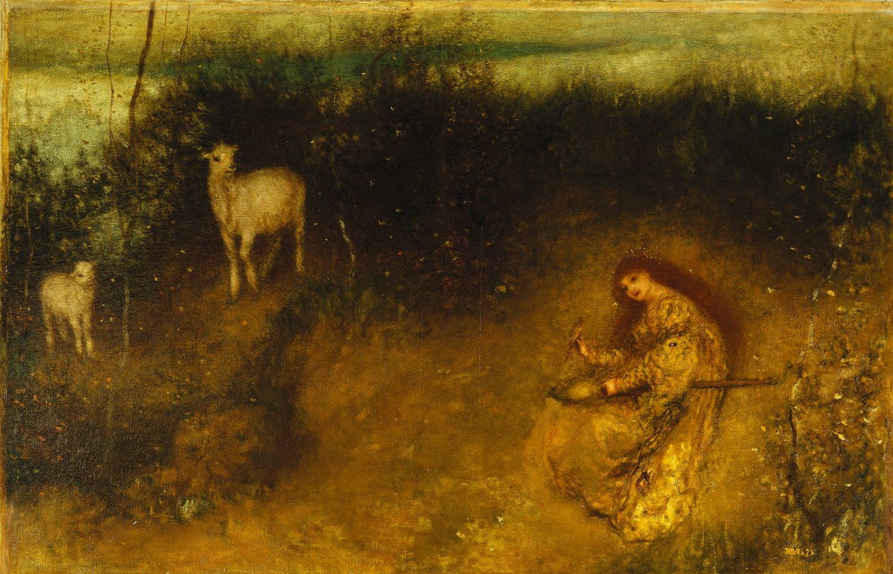 En jente med geiter, 1875 av Matthijs Maris