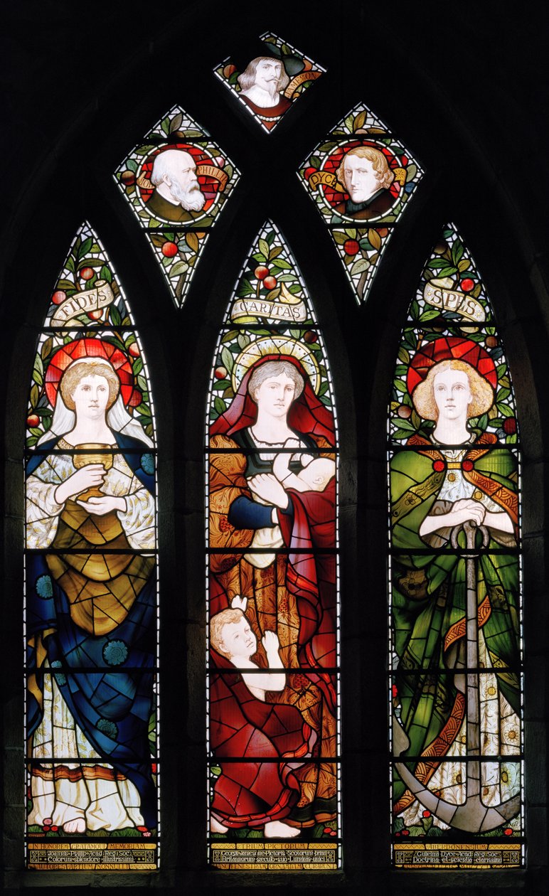 Malervinduet; Faith, Hope & Charity, St Machars Cathedral, 1873 av Matthijs Maris