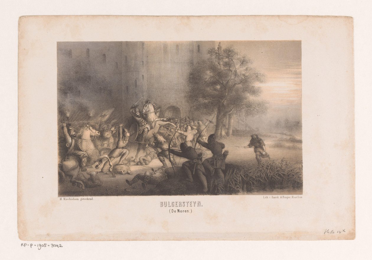 Bulgersteyn beleiret av normannerne Bulgersteyn (Nordmennene) (tittel på objekt) av Matthijs Willem Gerardus Michielsen