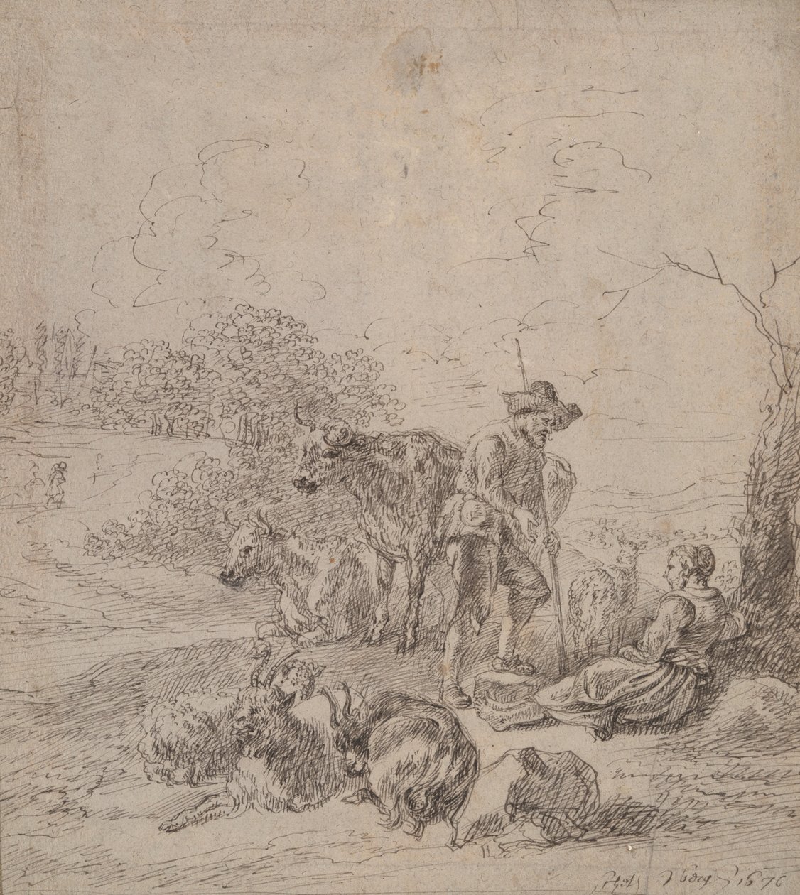 Pastoral scene av Matthys van den Bergh