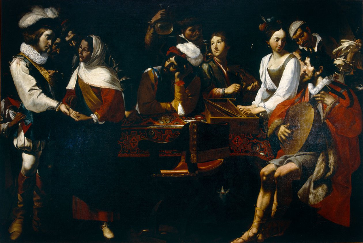 Tasso ved hoffet i Ferrara (eller Allegory of the Five Senses), ca. 1630-90 av Mattia Preti