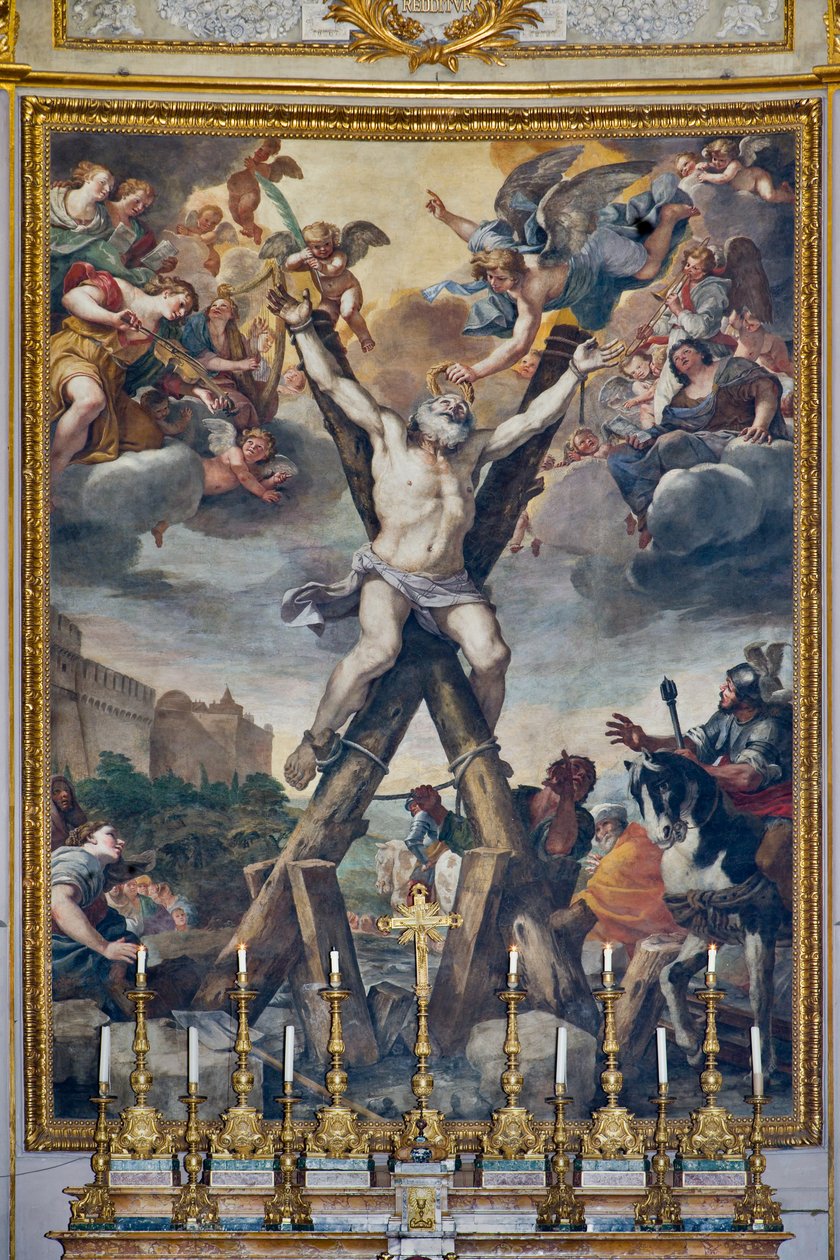 Crucifixion of the Saint, episoder fra St. Andrews liv av Mattia Preti