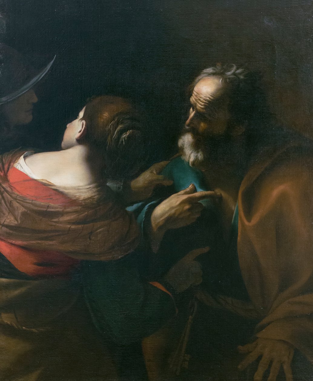 Fornektelsen av Saint Peter, ca 1637-1640 (olje på lerret) av Mattia (1613-99) Preti