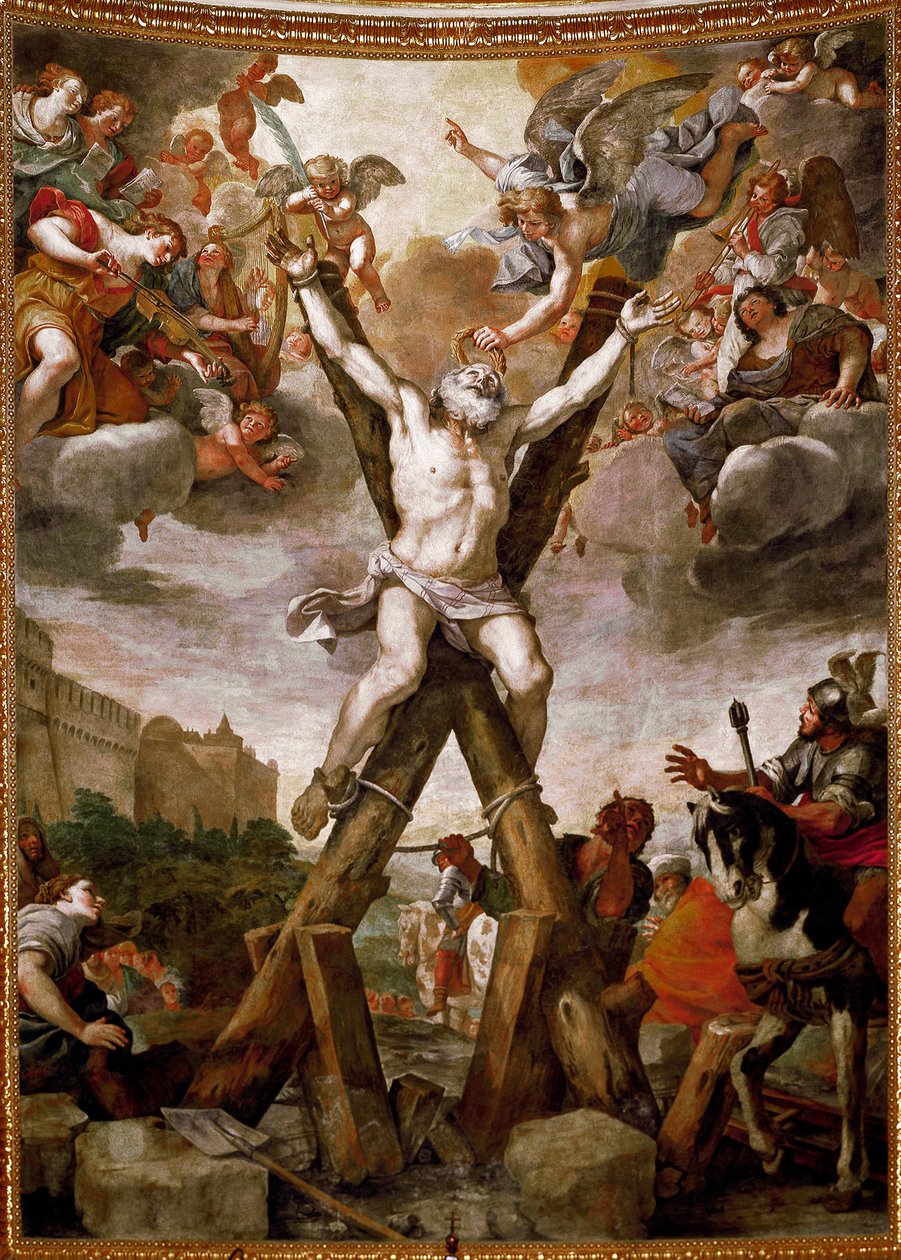 Korsfestelsen av St Andrew (fresco av Mattia Preti