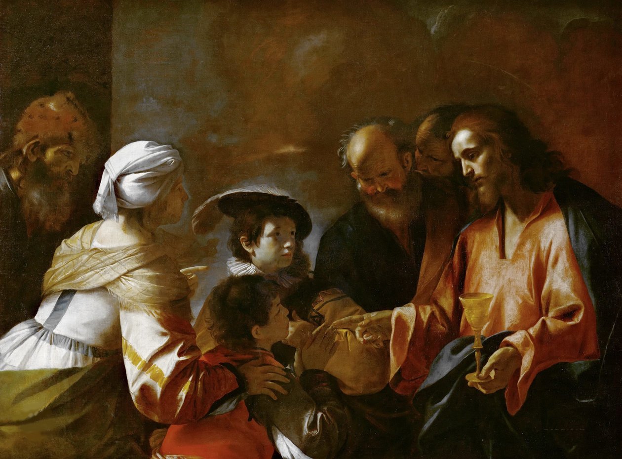 Kristus velsigner barna La de små barna komme til meg, ca. 1635. av Mattia Preti