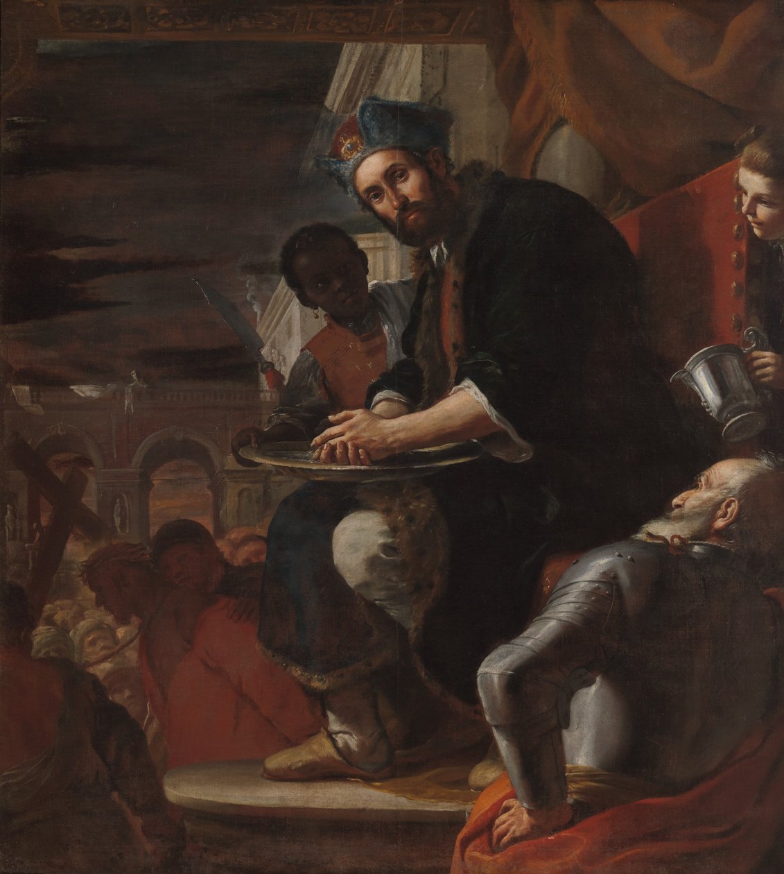 Pilatus vasker hendene, 1663. av Mattia Preti