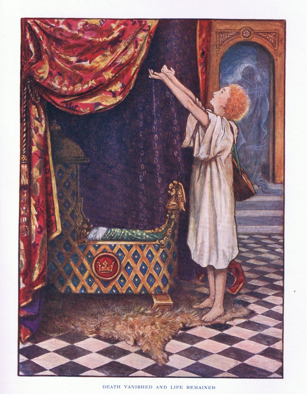 Døden forsvant og livet ble igjen, illustrasjon fra Lady And Fairy Tales, 1914 av Maud Tindal Atkinson