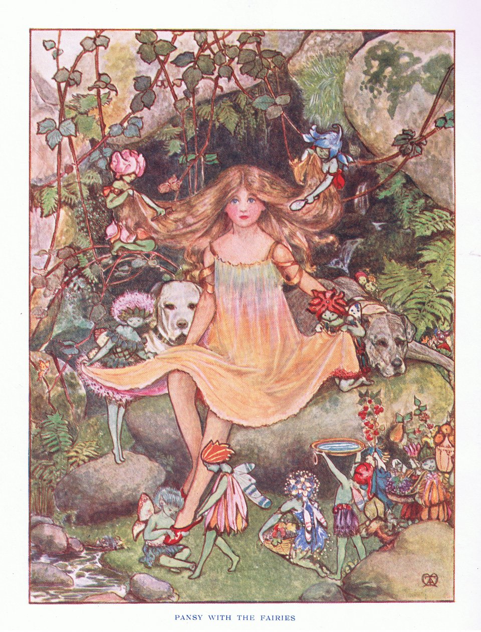 Stemorsblomst med feene, illustrasjon fra Lady Anns Fairy Tales, 1914 av Maud Tindal Atkinson