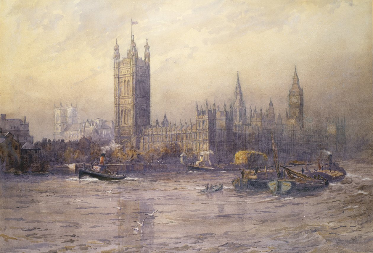 The Houses of Parliament, akvarell av Maude Parker