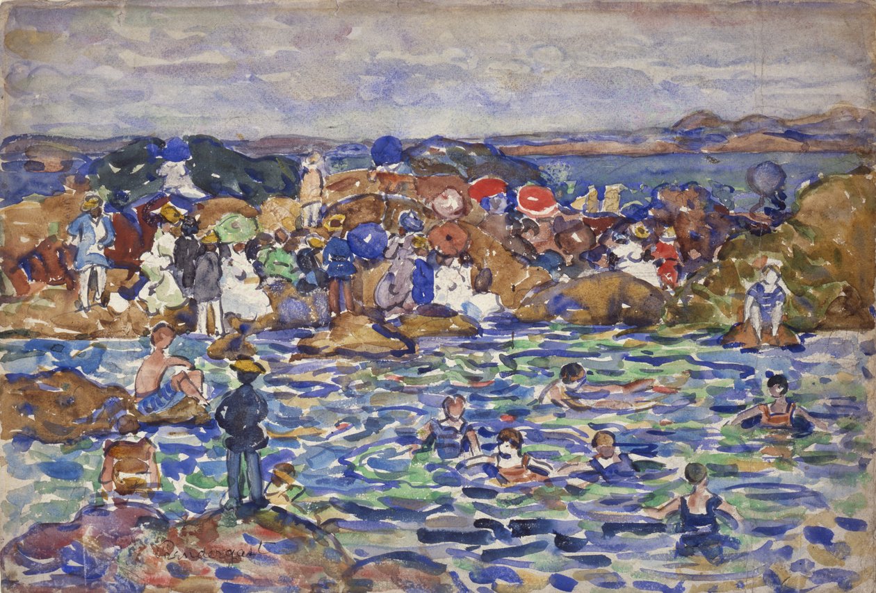 Ved bredden, St. Malo nr. 1, ca. 1907 av Maurice Brazil Prendergast