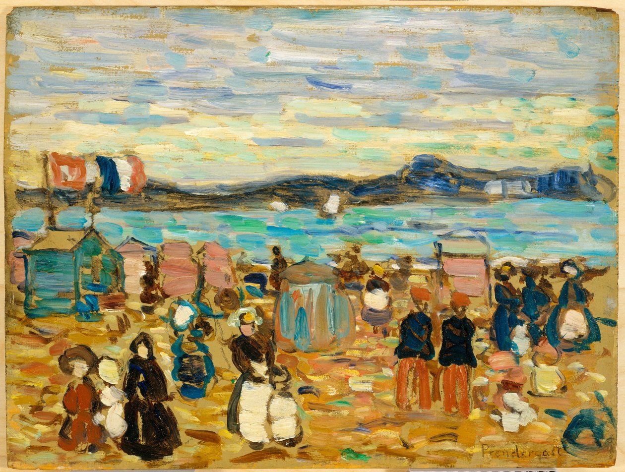 Badetelt, St. Malo, 1907 av Maurice Brazil Prendergast