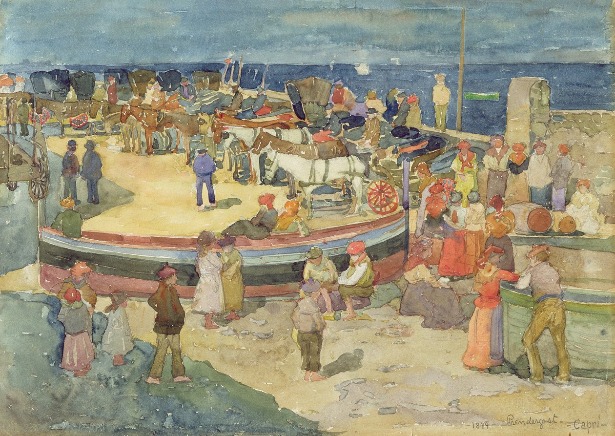 Grande Marina, Capri, 1899 (wc på papir) av Maurice Brazil Prendergast