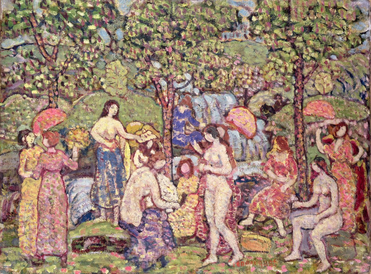 Idyll, Nakenbilder i et landskap, 1913-15 av Maurice Brazil Prendergast