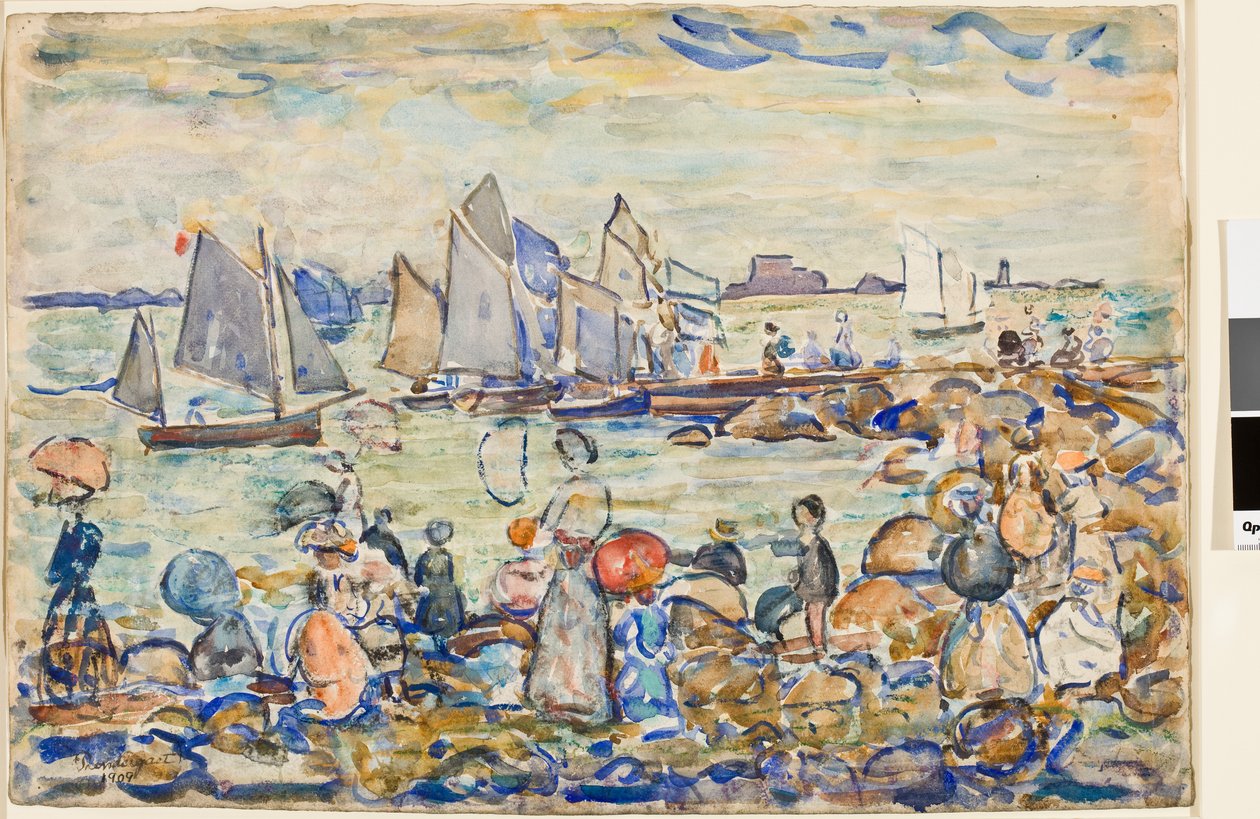 Le Port, St. Malo, Bretagne, 1909 av Maurice Brazil Prendergast