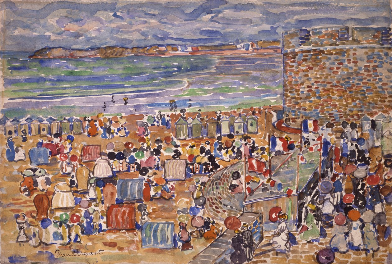 På stranden, St. Malo, ca. 1907 av Maurice Brazil Prendergast