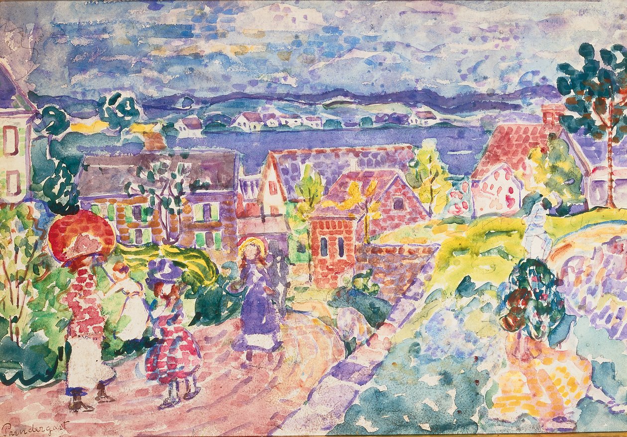 South Side Hills, ca. 1912-13 (wc på papir) av Maurice Brazil Prendergast