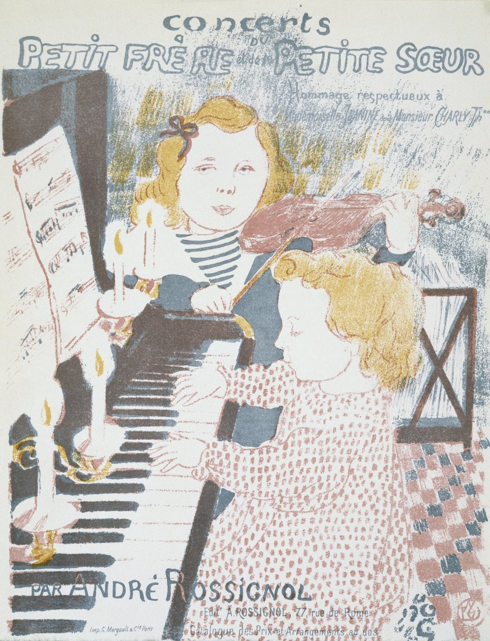 Concerts pour le petit frere et la petite soeur (noteomslag for André Rossignols konsert for en ung bror og søster), 1903 (litografi i farger) av Maurice Denis