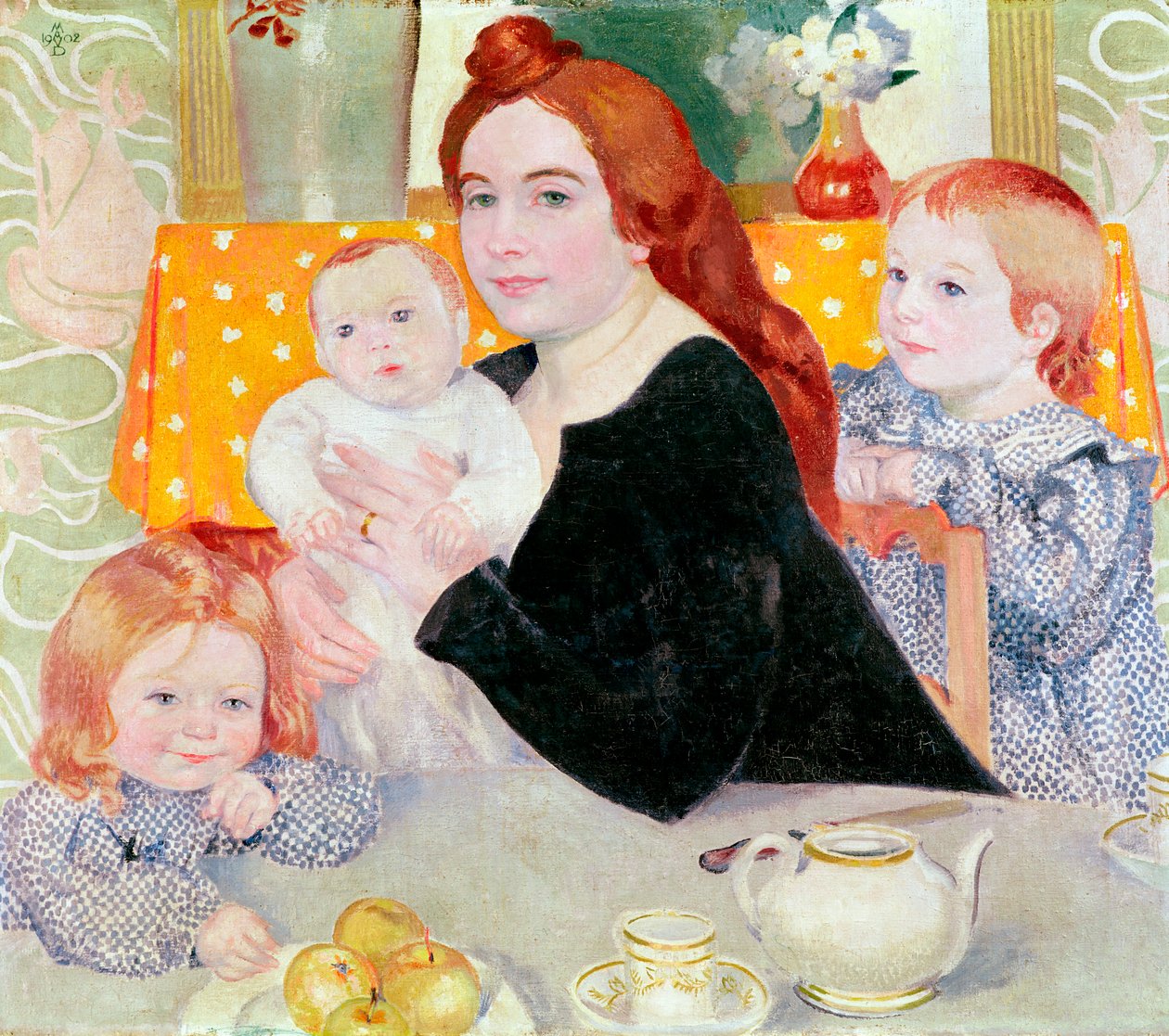 Stort familieportrett i blått og gult, 1902 av Maurice Denis