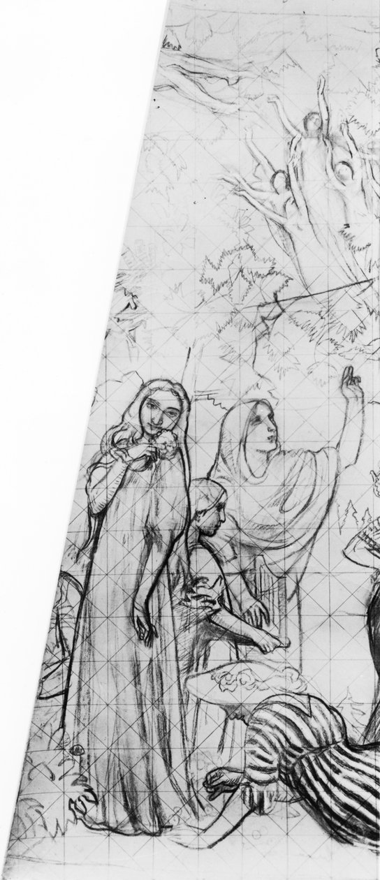 Melisande, detalj fra et design for taket til Theatre des Champs-Elysees, Paris, 1912 (kull og kritt på papir) av Maurice Denis