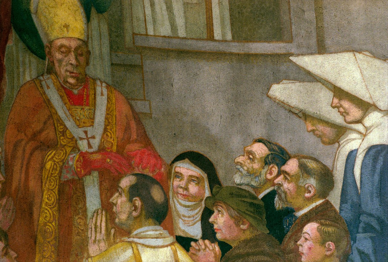 Pinse, fra kirkens apsis, 1934 (se også 83802 og 252659) (detalj) av Maurice Denis