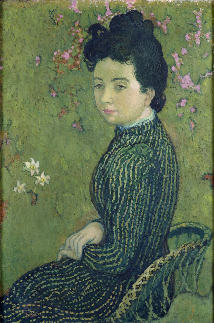 Portrett av Eva Meurier i en grønn kjole, 1891 av Maurice Denis