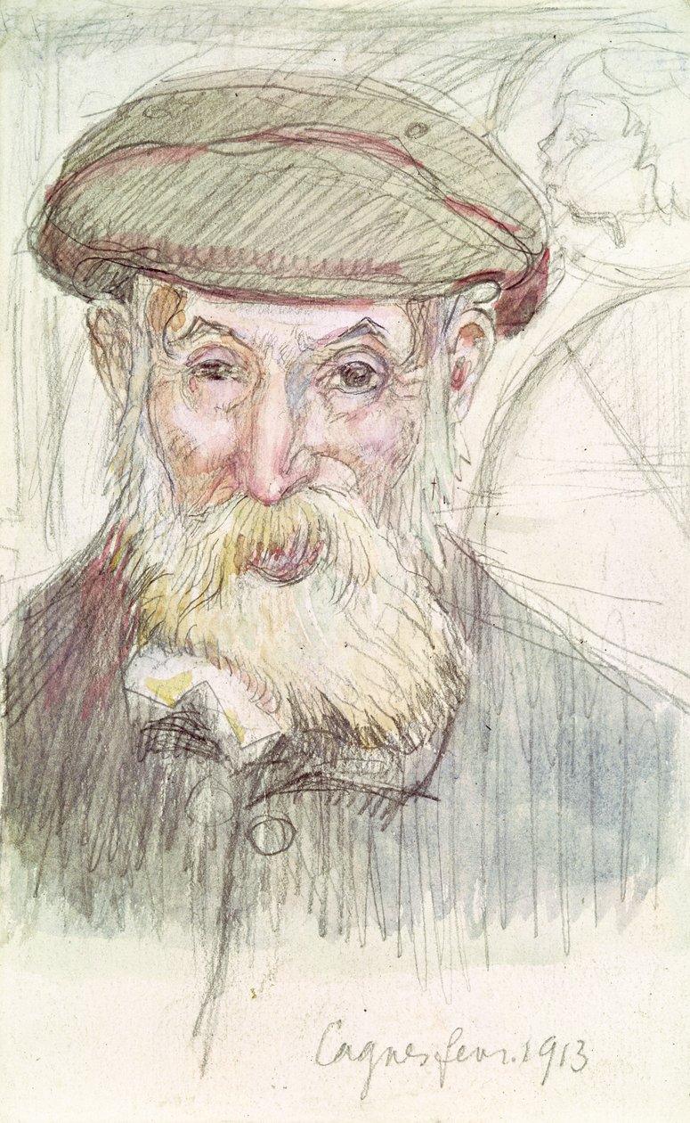 Portrett av Pierre Auguste Renoir (1841-1919) i Cagnes, 1913 (blyant og wc på papir) av Maurice Denis