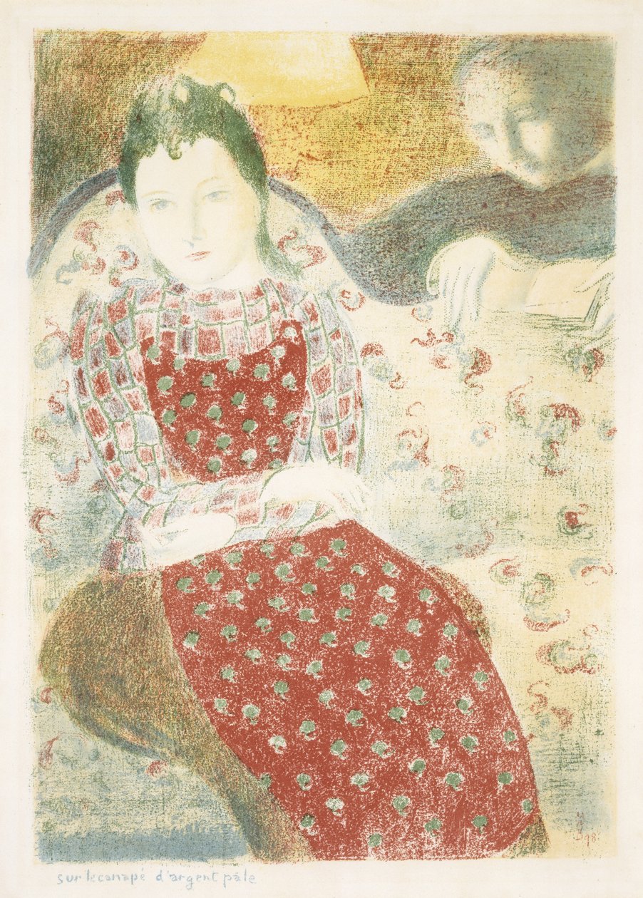 Sur le Canape dargent Pale (On the Pale Silver Couch), 1898 (litografi i farger på vevd papir) av Maurice Denis