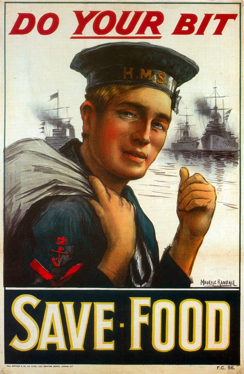 WW1-plakat som oppfordrer deg til å gjøre din bit - Save Food 1917 (Colour Litho) av Maurice Randall